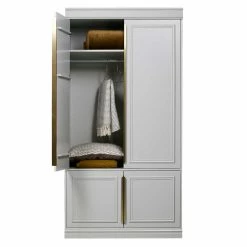 110x215x62 Kleiderschrank In Hellgrau - Emra -Wohnen Shop 110x215x62 kleiderschrank in hellgrau aus kiefer massivholz emra 03