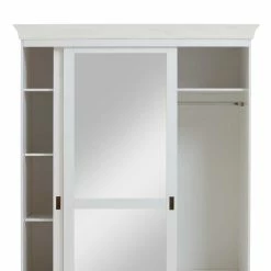Landhausstil Schiebetüren-Kleiderschrank In Weiß - Satumare 11 Landhausstil Schiebetüren-Kleiderschrank In Weiß - Satumare -Wohnen Shop 115x220x69 schiebetueren kleiderschrank in weiss aus kiefer massivholz satumare 03