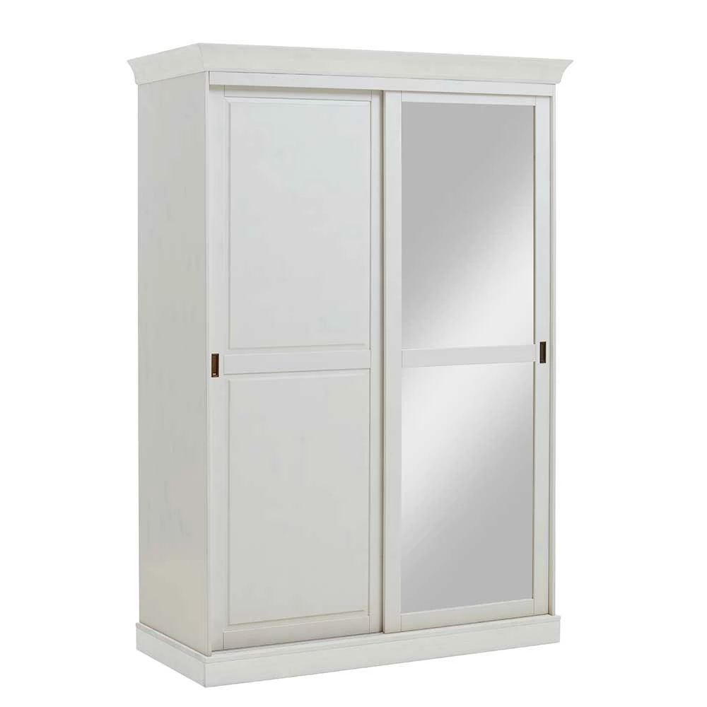 Landhausstil Schiebetüren-Kleiderschrank In Weiß - Satumare 3 Landhausstil Schiebetüren-Kleiderschrank In Weiß - Satumare