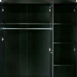 140x195x53 Kleiderschrank 3-türig & 3 Schubladen - Vindrus -Wohnen Shop 140x195x53 kleiderschrank 3 tuerig 3 schubladen in schwarz aus kiefer vindrus 05