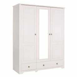 152x191x59 Massivholz Kleiderschrank In Weiß - Velriva