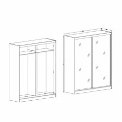 180x216x59 Schwebetürenschrank Mit Zwei Spiegeltüren - Jaines -Wohnen Shop 180x216x59 schwebetuerenschrank mit zwei spiegeltueren korpus in weiss jaines 04