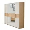 2 Meter Kleiderschrank Mit Vier Türen - Emdsiva II -Wohnen Shop 2 meter kleiderschrank mit vier tueren in eiche beige glas emdsiva ii f