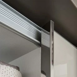 2-türiger Kleiderschrank In Hellgrau & Braun - Sabelle -Wohnen Shop 2 tueriger kleiderschrank in hellgrau braun spiegel schwebetueren sabelle 04