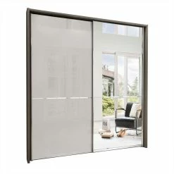 2-türiger Kleiderschrank In Hellgrau & Braun - Sabelle