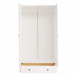 2-türiger Kleiderschrank Mit Spiegel - Velriva -Wohnen Shop 2 tueriger kleiderschrank mit spiegel aus kiefernholz in weiss velriva 02