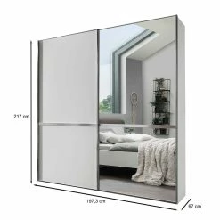 2-türiger Schiebetürenschrank In Weiß & Chrom - Pepper 13 2-türiger Schiebetürenschrank In Weiß & Chrom - Pepper -Wohnen Shop 2 tueriger schiebetuerenschrank in weiss chrom mit spiegel 2 meter breit pepper 05