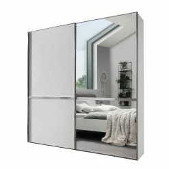 2-türiger Schiebetürenschrank In Weiß & Chrom - Pepper