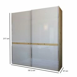 2-türiger Schwebetüren Kleiderschrank 200cm Breit - Crascanu 13 2-türiger Schwebetüren Kleiderschrank 200cm Breit - Crascanu -Wohnen Shop 2 tueriger schwebetueren kleiderschrank 200cm breit in beige glas eiche optik crascanu 06