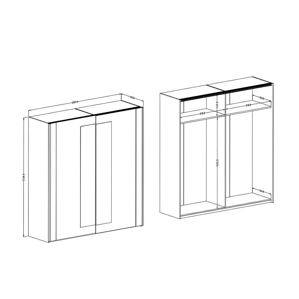 2-türiger Schwebetürenschrank Mit Spiegel - 200x213x64 - Rose 7 2-türiger Schwebetürenschrank Mit Spiegel - 200x213x64 - Rose – Bild 5