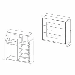 200x210x61 Cm Schwarzer Kleiderschrank Mit Schiebetüren - Dinamaro -Wohnen Shop 200x210x61 cm schwarzer kleiderschrank mit schiebetueren eine mit spiegel dinamaro 03