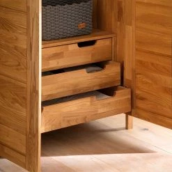 3-türiger Kleider-Schrank Aus Holz Wildeiche - Memba -Wohnen Shop 3 tueriger kleider schrank aus holz wildeiche mit innen ausstattung memba 05