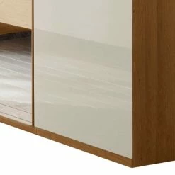 3-türiger Kleiderschrank In Eiche & Beige - Emdsiva 11 3-türiger Kleiderschrank In Eiche & Beige - Emdsiva -Wohnen Shop 3 tueriger kleiderschrank in eiche beige aus massivholz glas emdsiva 03