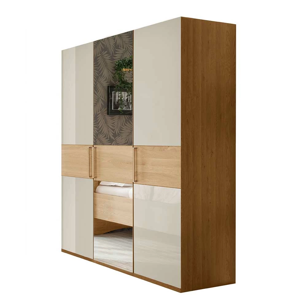 3-türiger Kleiderschrank In Eiche & Beige - Emdsiva 3 3-türiger Kleiderschrank In Eiche & Beige - Emdsiva