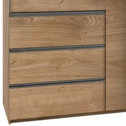 3-türiger Kleiderschrank In Eiche Mit Spiegel - Rounding -Wohnen Shop 3 tueriger kleiderschrank in eiche mit spiegel sechs schubladen rounding 03