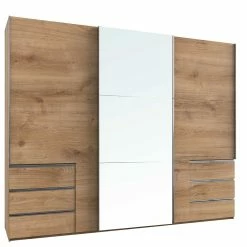 3-türiger Kleiderschrank In Eiche Mit Spiegel - Rounding