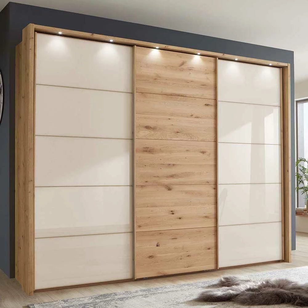 300 Cm Breiter Schwebetürenschrank Mit Glas Beige - Placonia 4 300 Cm Breiter Schwebetürenschrank Mit Glas Beige - Placonia – Bild 2