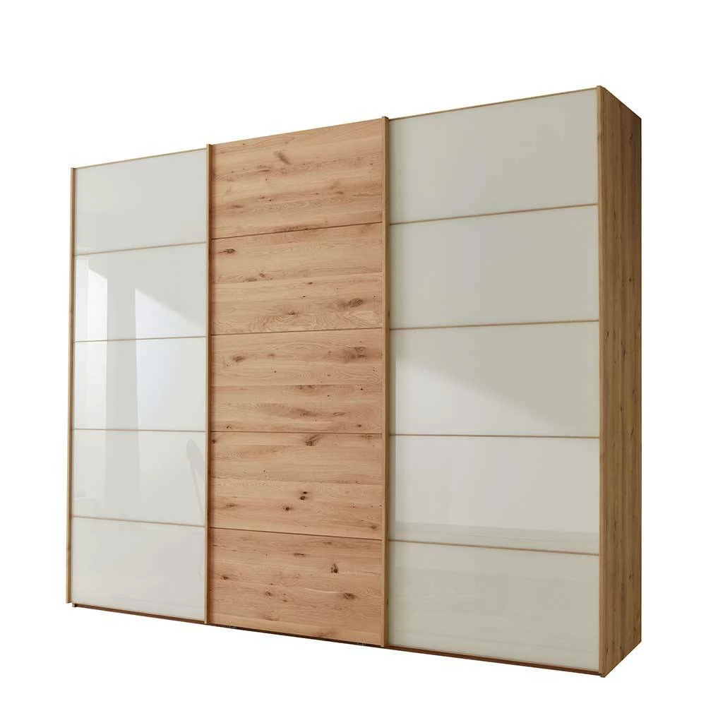 300 Cm Breiter Schwebetürenschrank Mit Glas Beige - Placonia 3 300 Cm Breiter Schwebetürenschrank Mit Glas Beige - Placonia