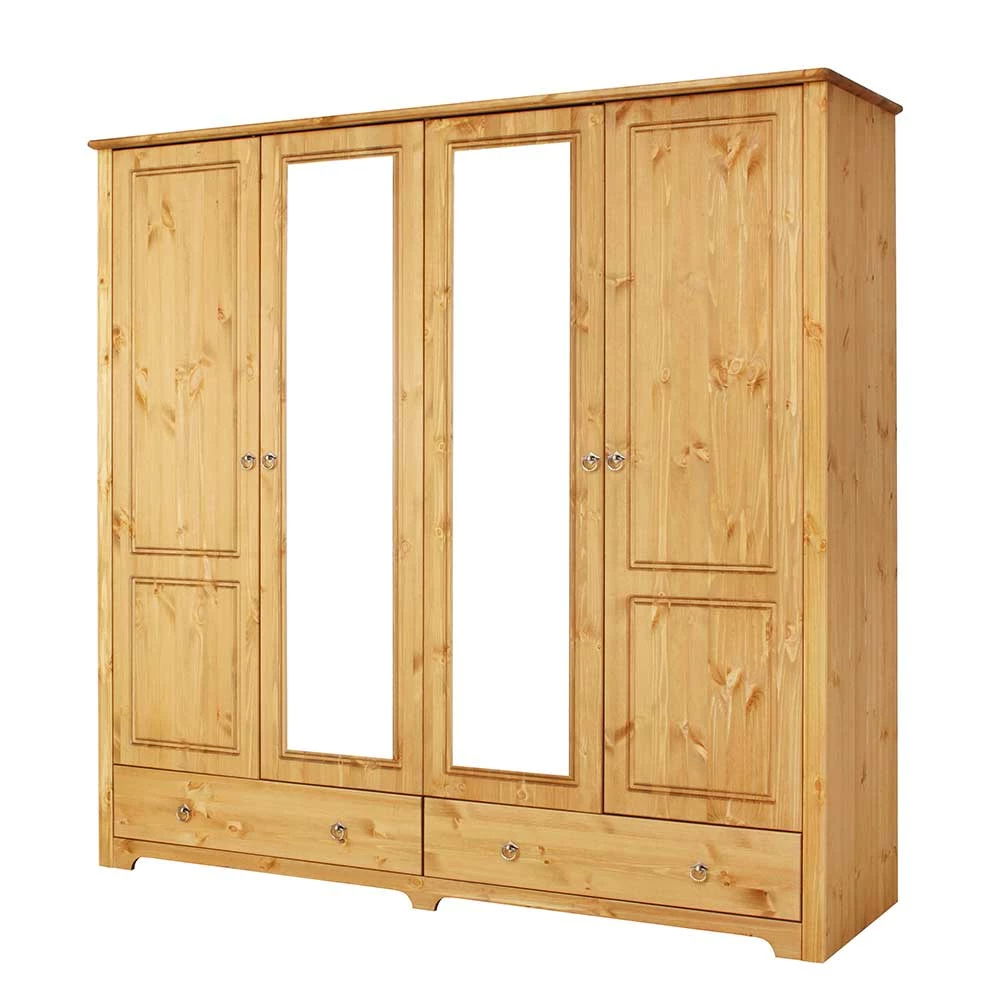 4-türiger Landhaus Kleiderschrank In Natur - Imressa 3 4-türiger Landhaus Kleiderschrank In Natur - Imressa