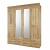 4-türiger Schlafzimmer Schrank Mit 2 Spiegeln - Zamron -Wohnen Shop 4 tueriger schlafzimmer schrank mit 2 spiegeln und 4 schubladen asteiche zamron f