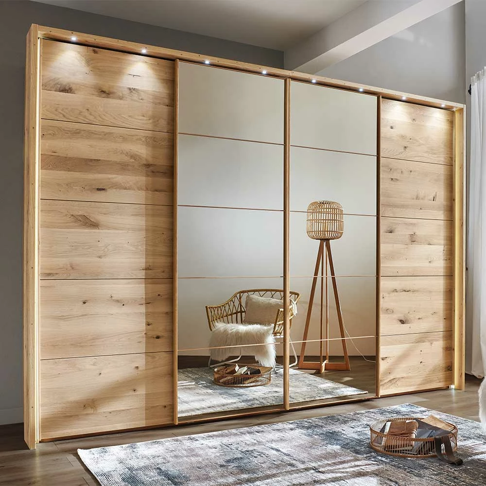 4-türiger Schwebetürenschrank In Eiche Bianco - Brownie 4 4-türiger Schwebetürenschrank In Eiche Bianco - Brownie – Bild 2