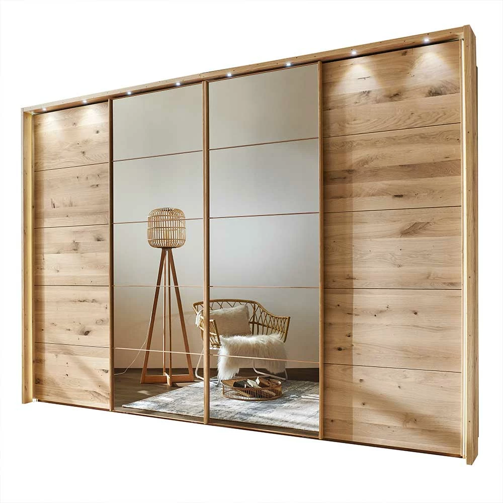 4-türiger Schwebetürenschrank In Eiche Bianco - Brownie 3 4-türiger Schwebetürenschrank In Eiche Bianco - Brownie