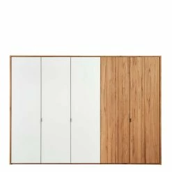 5-türiger Kleiderschrank Aus Kernbuche & Weißglas - Izmaldon