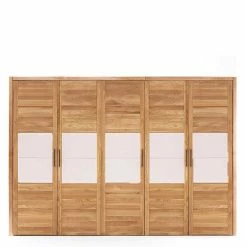 5-türiger Kleiderschrank Aus Massivholz - Zaisan -Wohnen Shop 5 tueriger kleiderschrank aus massivholz wildeiche mit metallgriffen zaisan 01
