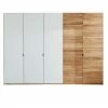 5-türiger Kleiderschrank Aus Wildeiche & Weißglas - Mangaly -Wohnen Shop 5 tueriger kleiderschrank aus wildeiche weissglas mit metallgriffen 300x216x60 mangaly f