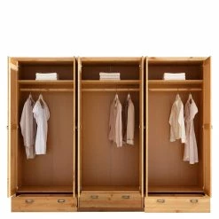6-türiger Massiver Kleiderschrank Mit 3 Schubladen - Inhusa -Wohnen Shop 6 tueriger massiver kleiderschrank mit 3 schubladen spiegeln aus kiefer inhusa 03