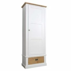 63x193x60 1-türiger Kleiderschrank In Weiß & Eichefarben - Mancus