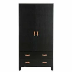 94x180x40 Kiefernholz Kleiderschrank In Schwarz - Ilvessino -Wohnen Shop 94x180x40 kiefernholz kleiderschrank in schwarz mit kunstledergriffen ilvessino 02