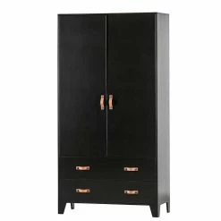 94x180x40 Kiefernholz Kleiderschrank In Schwarz - Ilvessino
