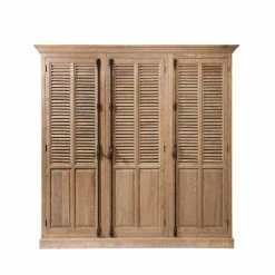 Wohnen Shop -Wohnen Shop antiker eiche drehtuerenschrank mit lamellentueren taunton 01