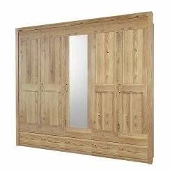 Asteiche Schlafzimmerschrank Mit Spiegel - 5-türig - Zamron -Wohnen Shop asteiche schlafzimmerschrank mit spiegel 5 tuerig 5 schubladen zamron 01