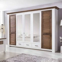 Wohnen Shop -Wohnen Shop breiter drehtuerenschrank im landhausstil in kiefer massivholz dubanos 01