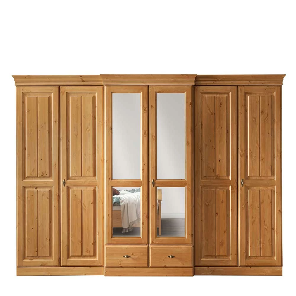 Country Style Kleiderschrank 312 Cm Breit - Vlota 3 Country Style Kleiderschrank 312 Cm Breit - Vlota