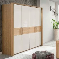 Drehtüren Schlafzimmerschrank 4-türig - Emdsiva -Wohnen Shop drehtueren schlafzimmerschrank 4 tuerig in eichefarben beige emdsiva 01