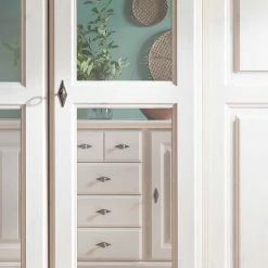 Eleganter Kleiderschrank In Weiß Gewachst - Beato -Wohnen Shop eleganter kleiderschrank in weiss gewachst aus kiefer massiv mit spiegel beato 05