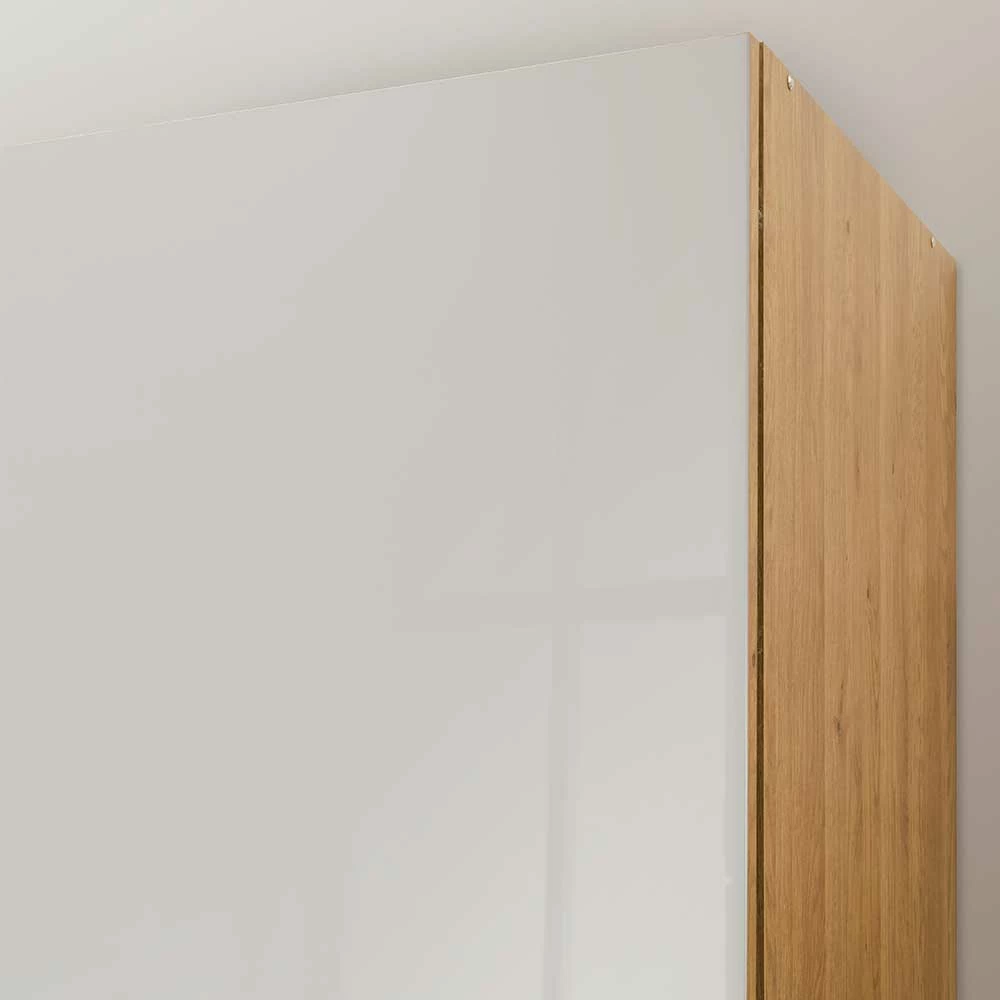 Glasfront Kleiderschrank In Beige & Eiche - Emdsiva 7 Glasfront Kleiderschrank In Beige & Eiche - Emdsiva – Bild 5