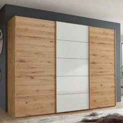 Hochwertiger Schlafzimmerschrank Mit Schwebetüren - Laros 10 Hochwertiger Schlafzimmerschrank Mit Schwebetüren - Laros -Wohnen Shop hochwertiger schlafzimmerschrank mit schwebetueren in weiss glas eiche bianco laros 02