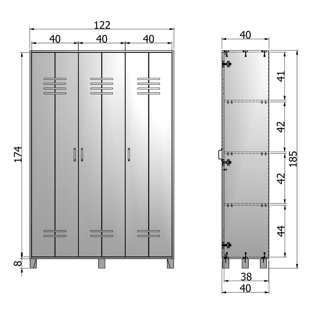 Holz Kleiderschrank In Spind Optik - Jakery 5 Holz Kleiderschrank In Spind Optik - Jakery – Bild 3