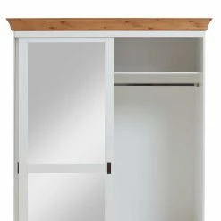 Holz Schrank Mit Schiebetüren & Spiegel - Sibiuta 10 Holz Schrank Mit Schiebetüren & Spiegel - Sibiuta -Wohnen Shop holz schrank mit schiebetueren spiegel in weiss laugenfarben sibiuta 02