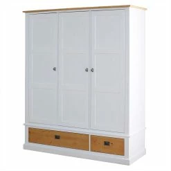 Holzkleiderschrank In Weiß & Eichefarben - Mancus