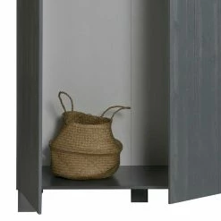 Kiefernholz Kleiderschrank In Dunkelgrau - Isnos -Wohnen Shop kiefernholz kleiderschrank in dunkelgrau lackiert mit 3 tueren isnos 04