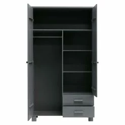 Kiefernholz Kleiderschrank In Grau Dunkel - Isnos I -Wohnen Shop kiefernholz kleiderschrank in grau dunkel 2 tuerig 2 schubladen isnos i 05