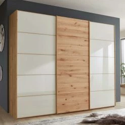 Kleiderschrank 250 Cm Breit Mit Zwei Höhen - Seharin -Wohnen Shop kleiderschrank 250 cm breit mit zwei hoehen drei schwebetueren seharin 02