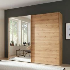Kleiderschrank In Eiche Bianco & Spiegel - Paniola -Wohnen Shop kleiderschrank in eiche bianco spiegel mit zwei schwebetueren paniola 03