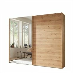 Kleiderschrank In Eiche Bianco & Spiegel - Paniola