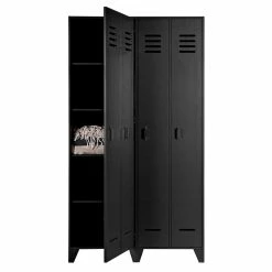 Kleiderschrank In Spind Optik Aus Holz Und Holzwerkstoff - Tivegos 11 Kleiderschrank In Spind Optik Aus Holz Und Holzwerkstoff - Tivegos -Wohnen Shop kleiderschrank in spind optik aus holz in schwarz mit metallgriffen tivegos 03